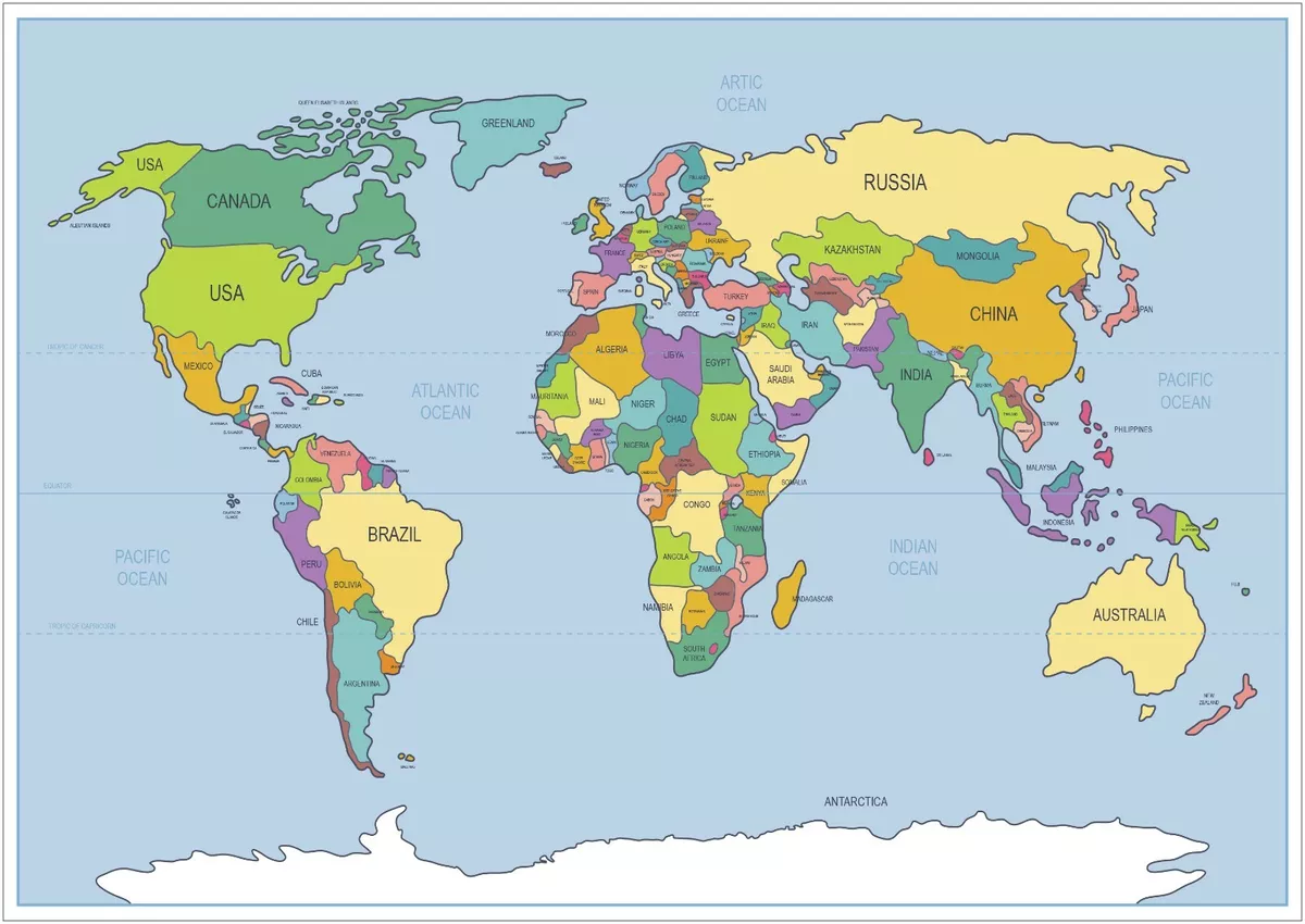 World Map Atlas Country Names Large Poster Art Print Gift Multiple Sizes |  eBay