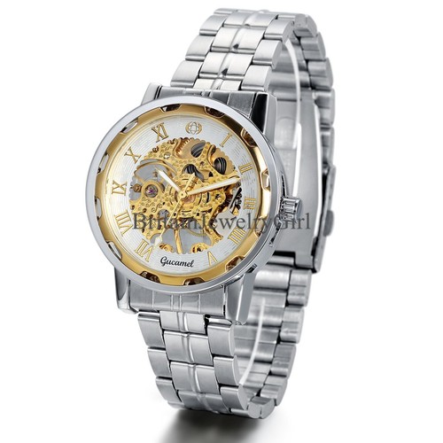 Herren Römische Ziffern Automatik Mechanische Uhr Armbanduhr Handaufzug - Bild 2 von 12