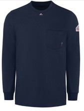 New Bulwark Knit Long Sleeve T Shirt Navy Blue SET2NV3 XL Navy Blue FR Pocket