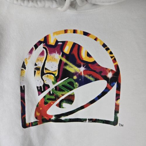 Forever 21 x Taco Bell Women's White Crop Hoodie Sweatshirt Sz M - Picture 2 of 4