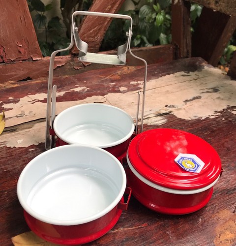 Thai Tradition Enamelware Rabbit Brand Food Carrier Small Pinto 10 cm X 3 Stacks - Picture 58 of 87