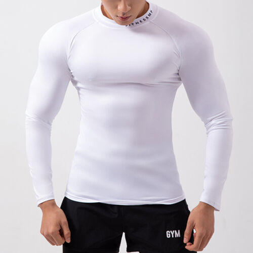 Men's Long Sleeve Athletic T-Shirts Workout Muscle Tee Compression Base Layer - Picture 4 of 30