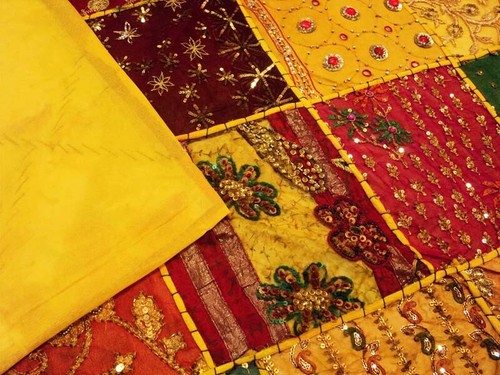 60" HUGE ANTIQUE SARI GIFT FOR HER EMBROIDERY DECOR THROW WALL HANGING TAPESTRY - Picture 12 of 12