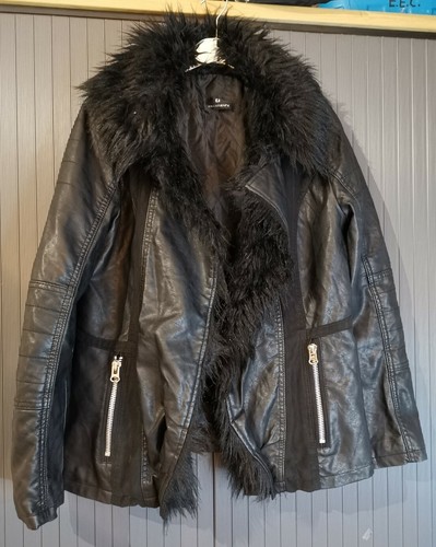 Damen Frauen Schwarz Winter Herbst Mantel Jacke Größe S-M