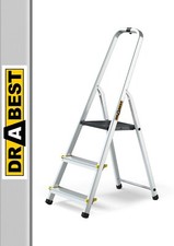 Drabest - Aluminium Foldable Ladder, 150 Kg Load Capacity, with a Tool Hook
