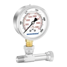 Spraying Pressure Gauge Assembly High Pressure Fluid Gauge 1/4" NPT Threads w...