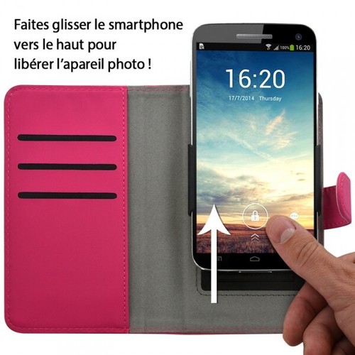 Etui Portefeuille Universel magasin M Couleur Rose Fushia pour SFR Staraddict 5