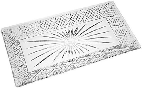 Chic Chrome-Plated 2-Tier Buffet Tray with Tempered Glass and Starburst Design - Picture 9 of 9