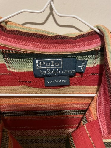 Polo Ralph Lauren Polo Red Stripe Western Aztec Custom Indian VTG Shirt LARGE - Picture 4 of 5