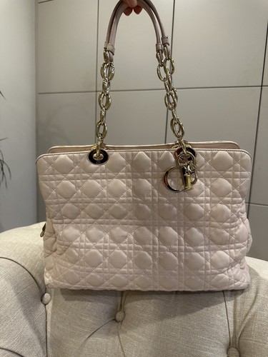 Christian Dior Cannage Large Soft Leather Gold Chain Tote Shopper Bag Blush Pink - Picture 5 of 19