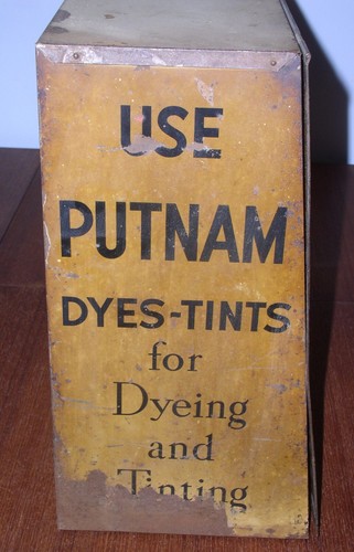 Putnam's Fadeless Dyes-Tints antique Store Counter Display Cabinet Metal/Wood - Picture 4 of 16