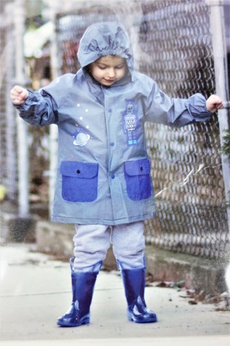 Child 6 Lilly New York Rain Jacket Waterproof Coat Gray Robot Space Planet - Picture 3 of 3