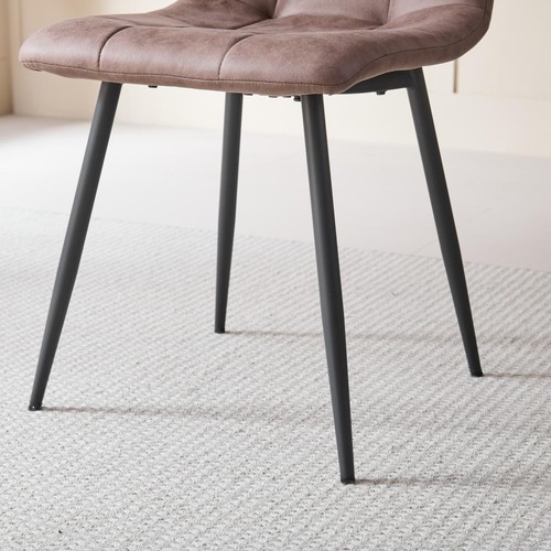 4 sillas de comedor, diseño vintage a cuadros, patas de metal, marrón oscuro - Imagen 7 de 11
