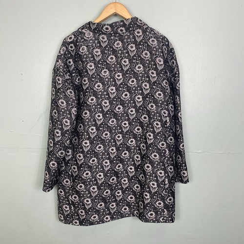 Cinzia Rocca Floral Metallic Gray Coat Size 14 - Picture 7 of 7