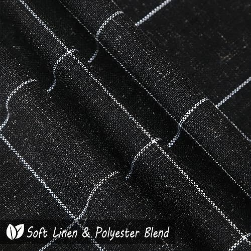 Black and White Plaid Boho Throw 18x18 Inches Black & Beige Plaid Set of 2 - Picture 4 of 7
