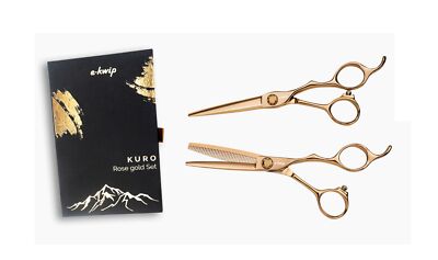 e-kwip Kuro Rose Gold Set 5,5 Zoll Haarschneideschere + Modellierschere