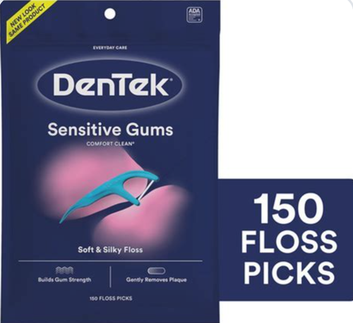 DenTek Comfort Clean Sensitive Gums Floss Picks, Soft & Silky Ribbon, 150 Count - Picture 9 of 12