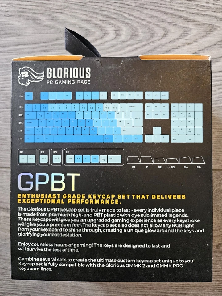 Glorious Premium GPBT Keycaps 115 PBT keycaps ISO GERMAN layout Caribbean Ocean - Image 4 of 4