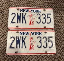 1986-2000 New York STATUE OF LIBERTY License Plates PAIR /SET #2WK335 NY Expired