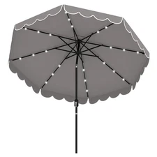9ft Solar Patio Umbrella Gray NP12472GR