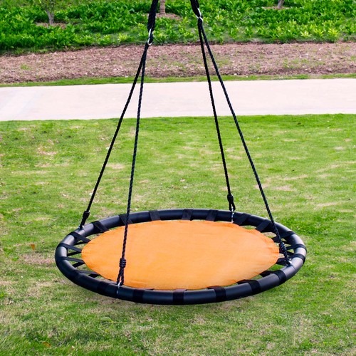 Columpio redondo platillo red árbol 40", límite de peso de 600 libras, naranja y negro - Imagen 7 de 9