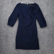 Banana Republic Dress Women 2 Blue 3/4 Sleeve Mini Sheath Zip Back Stretch Lined