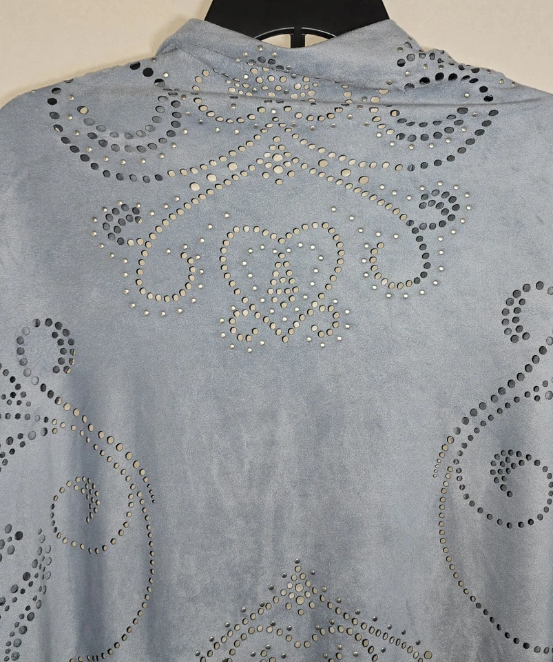 Capa chal de gamuza sintética occidental boho azul Lt Curations Caravan para mujer Foto 3 de 4