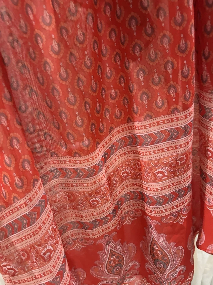 Top transparente Cato para mujer rojo cachemira floral boho festival hippie Y2K Fairy Sixe XL Foto 2 de 4