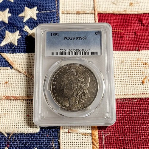 1891 MORGAN SILVER DOLLAR PCGS MS62     Lot #506