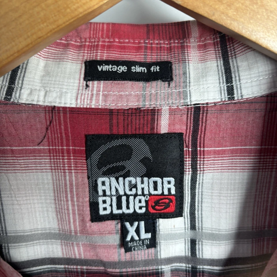 Anchor Azul Cuadros Western Vintage Calce Ajustado Botón Manga Corta Para Hombre X-Grande Foto 2 de 4