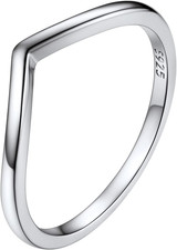 Gemstone Wishbone Ring S925 Sterling Silver, Stackable Rings Jewellery, Ring Siz