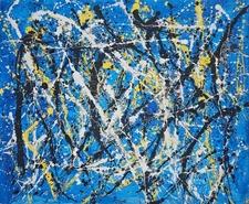 Pollock Signed Abstract Expressionist Oil Painting on Canvas - American Art