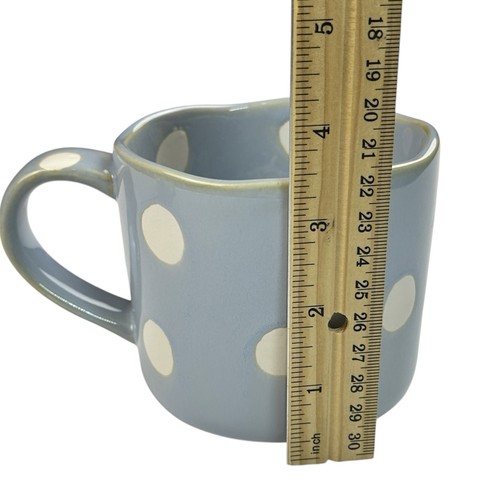 SET Of 2 Adorable Anthropologie Baby Blue Polka Dot Ceramic Mug Peeping Cat Cup - Picture 6 of 17