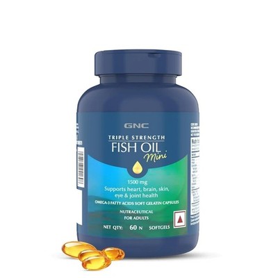 GNC 1500 mg dreifach starkes Fischöl Mini Omega 3 Weichkapseln Herren & Damen...