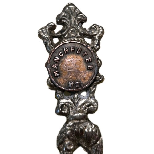Vintage Manchester Vermont Souvenir Spoon Micro Mosaic Flower Shell Shape Italy - Picture 5 of 9