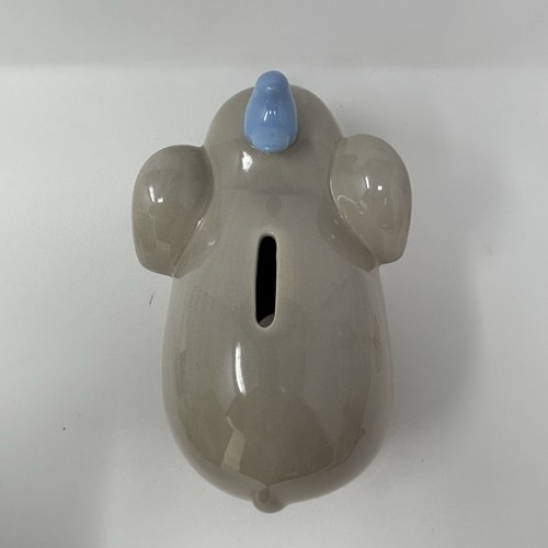 Pottery Barn Kids Gray Elephant With Bluebird Piggy Bank Mint 6" H x 7" L - Picture 10 of 12
