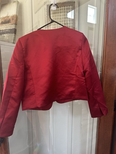 New WTags H&M Red Cropped Blazer Women's Small Snap Buttons Front Pockets W Bows - Picture 2 of 7