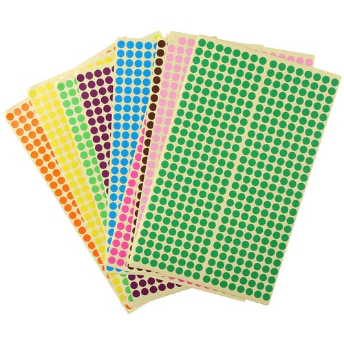 Autocollants à points multicolores étiquettes à points 1/4" 16 couleurs bureau