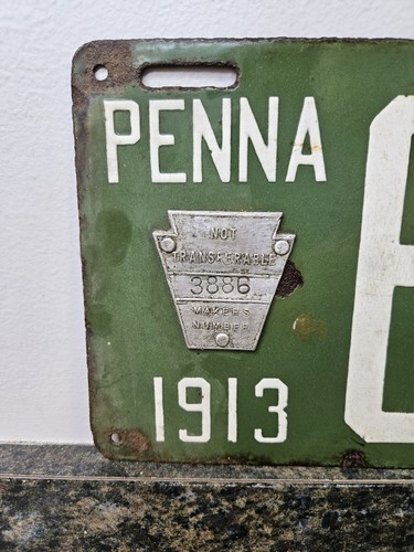 1913 Pennsylvania Porcelain License Plate #64911 (Lot 1349) - Picture 2 of 8