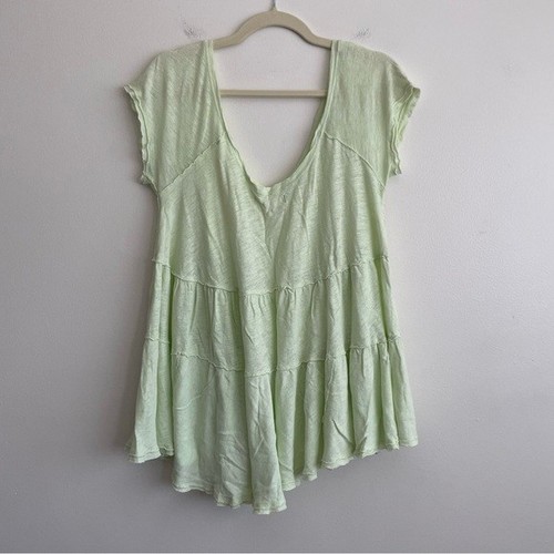 Free People Sunshine In The Rain Camicia di lino fatata a strati swing boho civetta - Foto 3 di 9