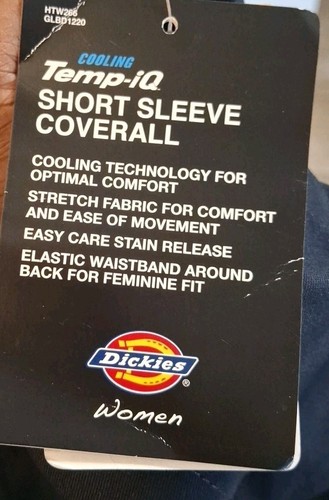 New Women's Dickies Temp IQShort Sleeve Coveralls Navy Blue Size XL - Picture 13 of 15