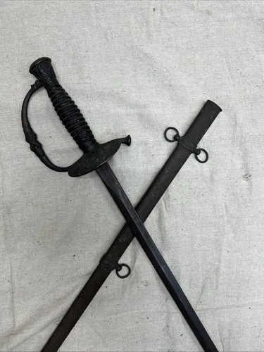 Antique US Model 1860 Style Officer Sword w/ Scabbard Militia Era -EL