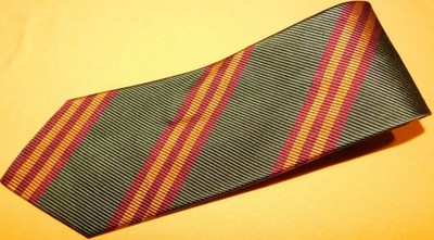 ROBERT TALBOTT MADE IN U.S.A. GREEN/YELLOW/RED STRIPED TIE - DESIGNER TIES.