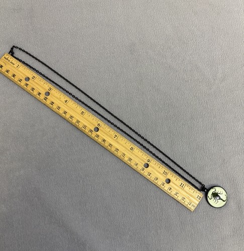 Collana Glow in the Dark ciondolo scorpione nero con lunga catena nera collana - Foto 4 di 4