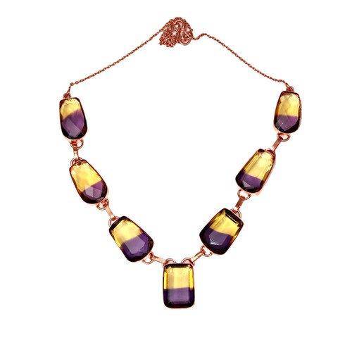 Necklace Bio-Tourmaline Quartz 14 Ct Gold Plated Jewelry 18-20'' - Picture 2 of 9