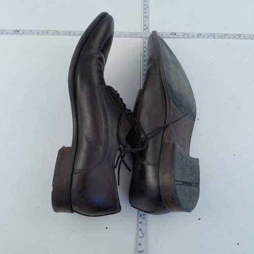 Zapatos HUGO BOSS 8.5 Cuero Negro Para Hombre Con Cordones Elegantes Inteligentes Formales Hechos en Italia - Imagen 6 de 11