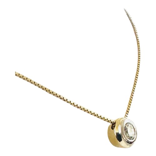 Estate Natural Brilliant Diamond Bezel Set 0.35 Carat Pendant 20" Necklace 14k - Picture 2 of 14