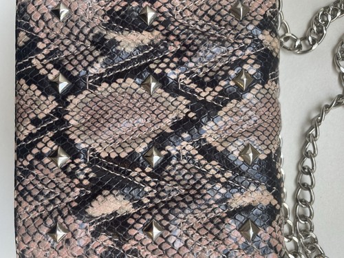 Valentino (Mario) Beatriz Studded Python Embossed Leather Crossbody Rose - Picture 12 of 18