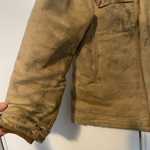 Vintage Distressed  Carhartt Chore Jacket Mens L Brown Workwear USA - Bild 6 von 10