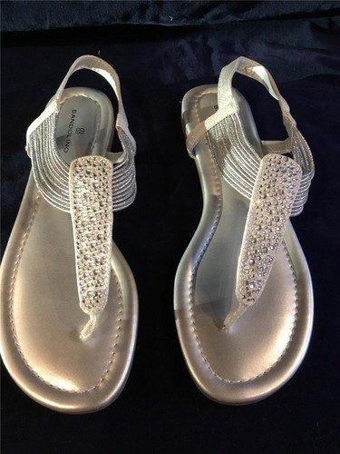 Damen SANDALEN GRÖSSE 6,5 flache SLINGSCHUHE SLIPPER Stretch SILBER Kayte2 - Bild 2 von 14